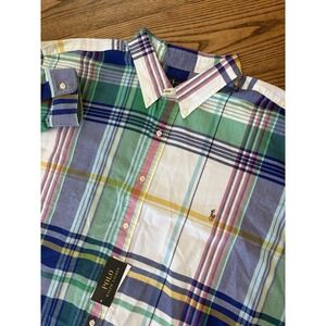 Polo Ralpha Lauren Mens 4XLT Multi Color Plaid Cotton Long Sleeve Shirt NWT $110